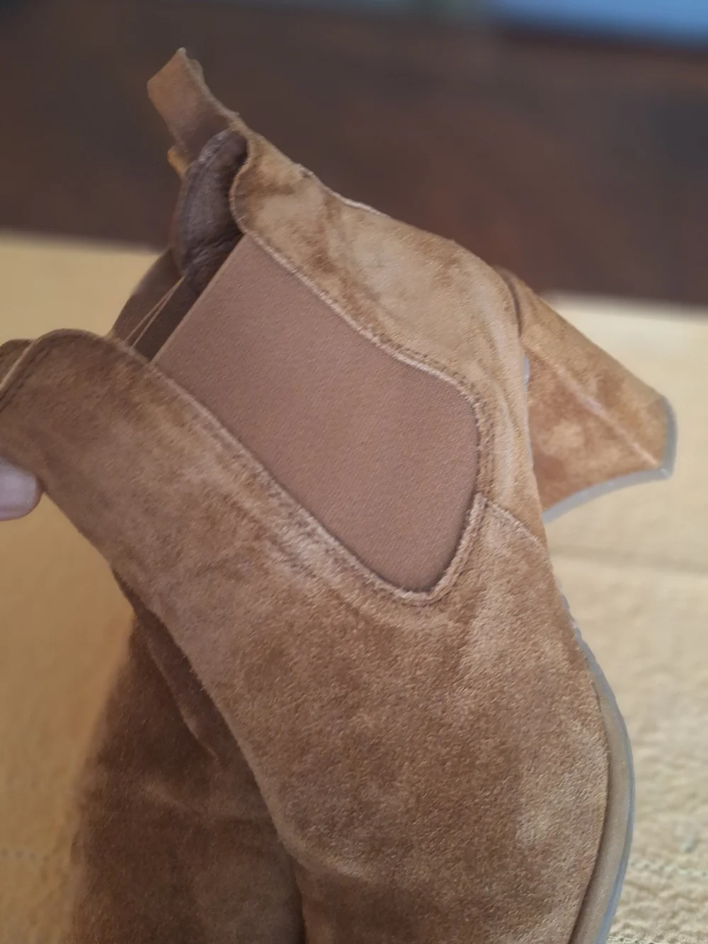 Designer Pedro Garcia Tan Suede Block Heel Chelsea Booties 10